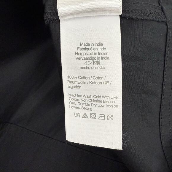 J.Crew Puff Sleeve Cotton Poplin Shirt Dress Size M Tall Black Preppy Minimalist - Picture 11 of 16